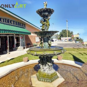 Custom design cast bronze large figures boy water fountain for garden decoration OAF-3