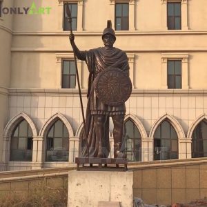 Antique Custom Metal Brass Bronze Life Size Roman Soldier Sculpture For Sale With Spear OAH-58