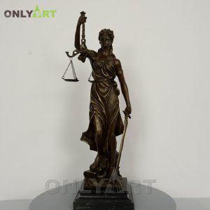 Blindfolded of the justitia bronze sculptures holding a scale OAST-3