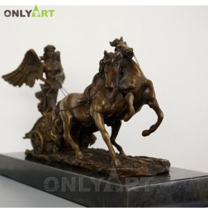 Bronze Statue Roman Chariot With Angel and Horses Statue Of Victory Figurine OAST-6