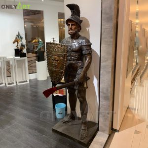 Decor Metal Copper Bronze Life Size Roman Soldier Warrior Centurion Statue For Home OAH-57