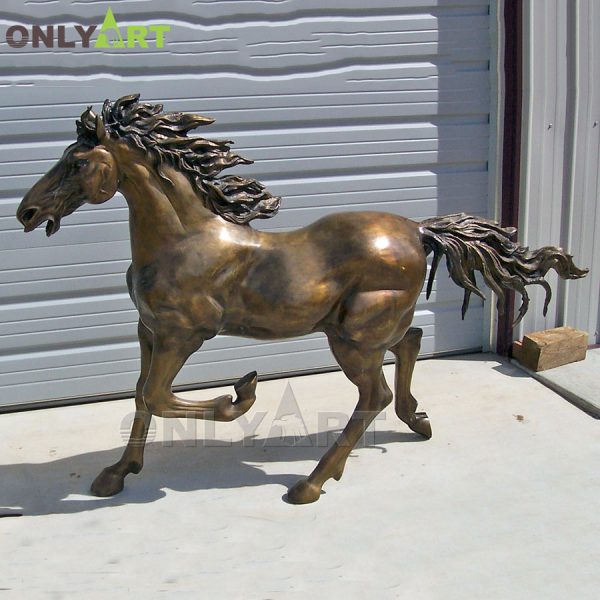 Life Size Copper Metal Antique Brass Bronze Horse Statue For Garden OAH-02