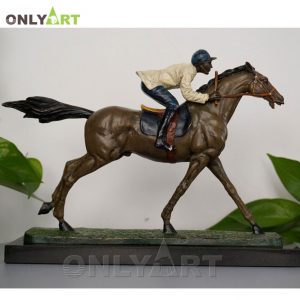 Man riding a horse with running bronze sculptures OAST-7