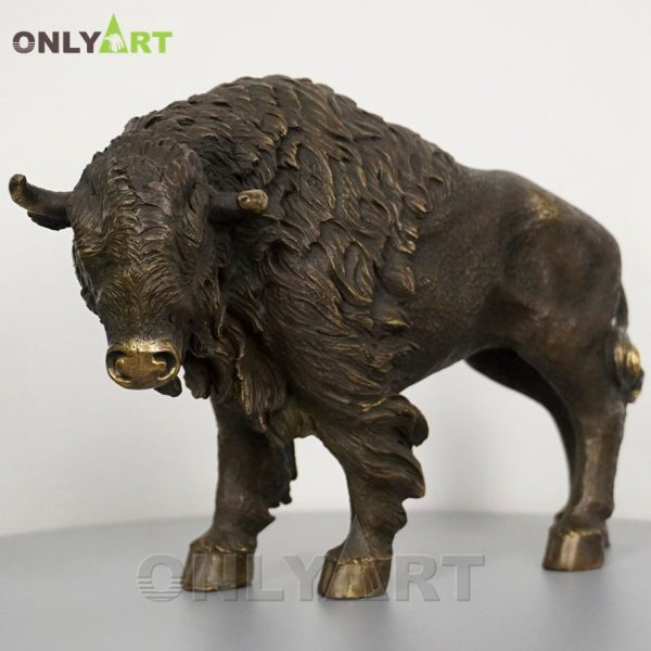 Native American Bison Buffalo Copper Statue In Brass Finish OAST-4