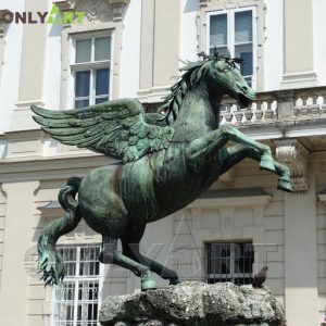 Outdoor Garden Decoration Crafts China Suppliers Bronze Jump Horse With Wings Statue OAL-14