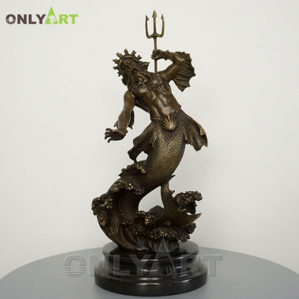 Poseidon holds a bronze statue of a trident indoor decoration OAST-8