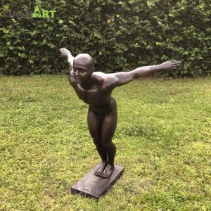Swimming Pool Guy Stretch Out Arms Metal Bronze Life Size Man Diving Statue OAH-48