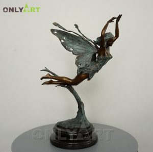 Toperkin Flower Elf Bronze Statues Metal Sculpture Fairy Artwork OAST-12