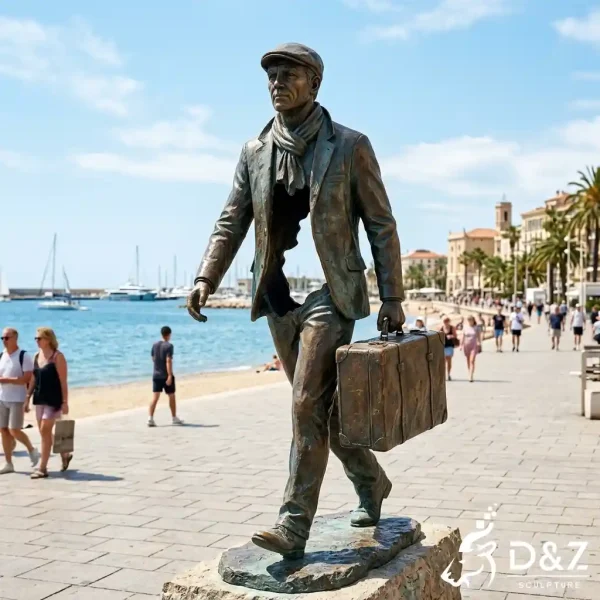 Migration Traveling Man Statue Hollow Man With Suitcase OABN3-1