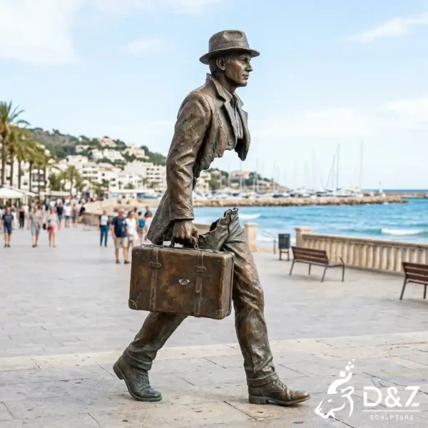 Migration Traveling Man Statue Hollow Man With Suitcase OABN3-2