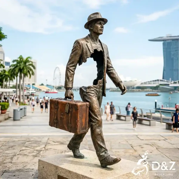 Migration Traveling Man Statue Hollow Man With Suitcase OABN3-3