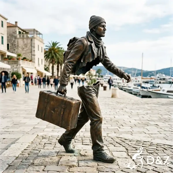 Migration Traveling Man Statue Hollow Man With Suitcase OABN3-5