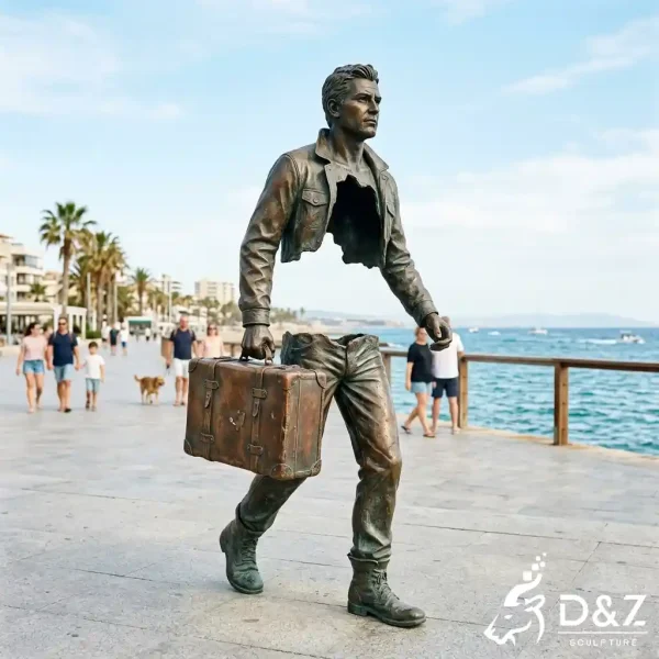 Migration Traveling Man Statue Hollow Man With Suitcase OABN3-6
