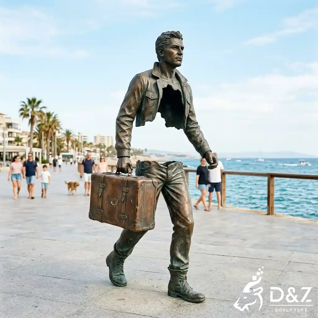 Migration Traveling Man Statue Hollow Man With Suitcase OABN3-6