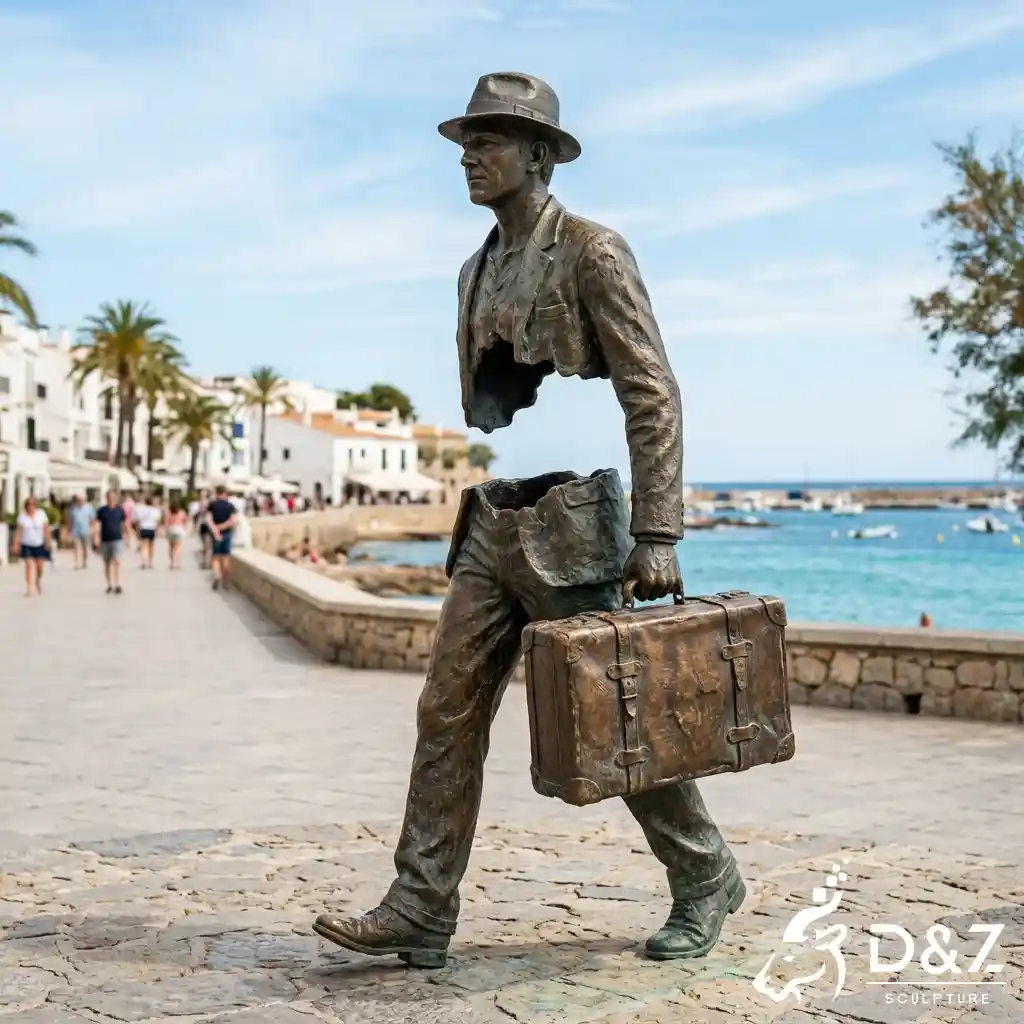 Migration Traveling Man Statue Hollow Man With Suitcase OABN3-7