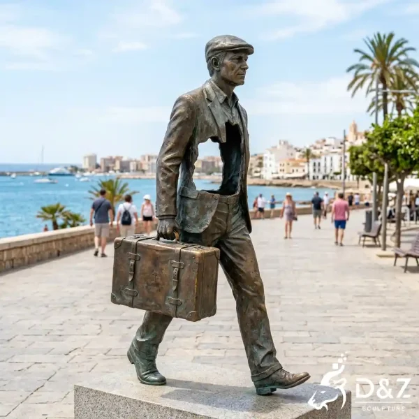 Migration Traveling Man Statue Hollow Man With Suitcase OABN3-8