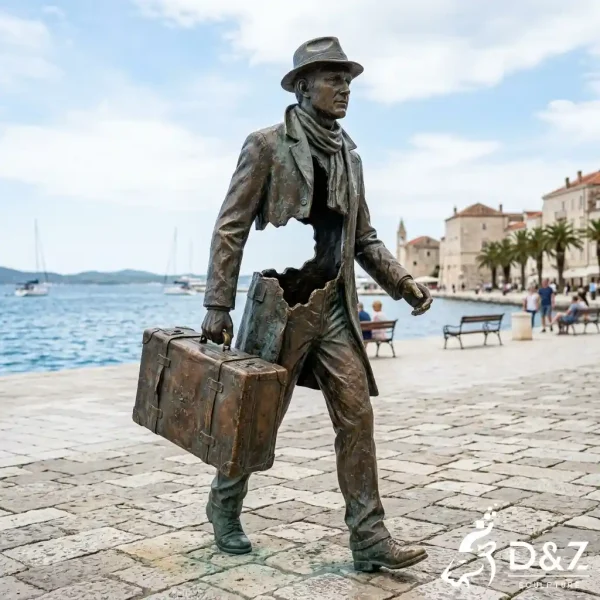 Migration Traveling Man Statue Hollow Man With Suitcase OABN3-9