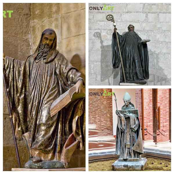 Outdoor Garden Bronze Life Size Saint Benedict Sculpture Ship Port