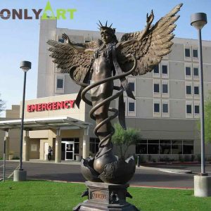 Ishtar Angel Caduceus Statue For Sale