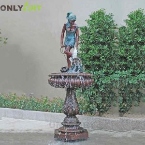 Outdoor Garden Bronze Woman Water Fountain Statue